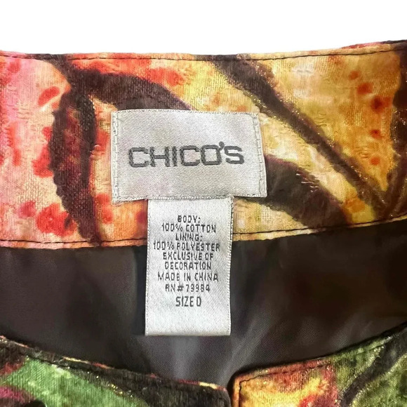 Chico's Rainbow‎ Floral Embellished Beaded Button Up Blazer Jacket Size Size 0 - Picture 3 of 4